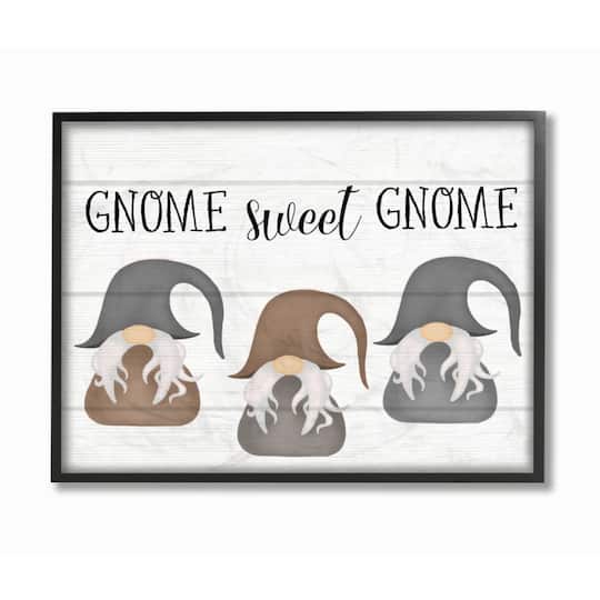 Stupell Industries Gnome Sweet Gnome Mythical Garden Elves in Black Frame Wall Art